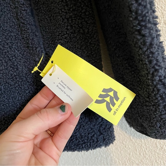 NWT All In Motion Men’s Sherpa Full Zip Hoodie Determined Blue - Picture 5 of 11